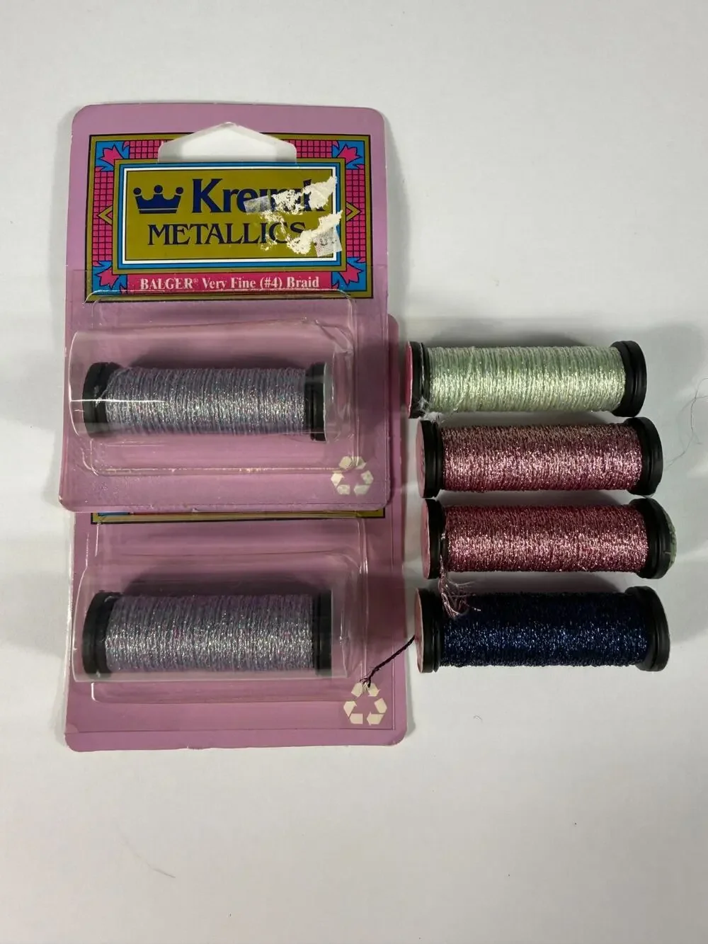 Vintage Kreinik Balger Very Fine #4 Braid Spools Lot of 6 NIP & Loose